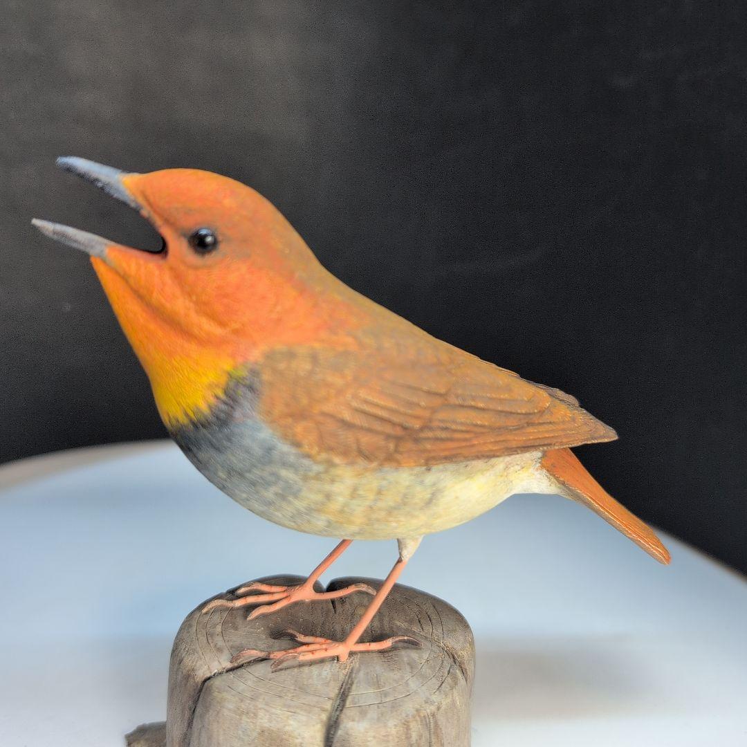 OK0330さま専用品　コマドリ とアカヒゲ　　木彫りの野鳥バードカービング