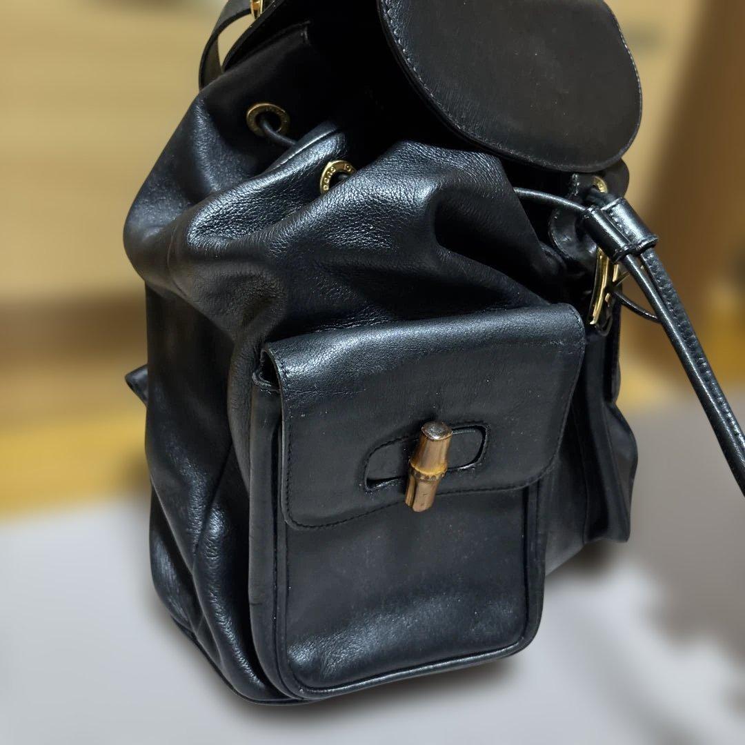 美品　GUCCI バンブー リュック バックパック　黒　レザー