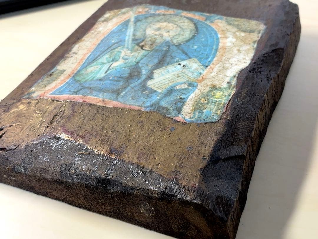 1784 聖ニコラオ　イコン　キリスト教　正教会　サンタクロース　彫刻　像　骨董