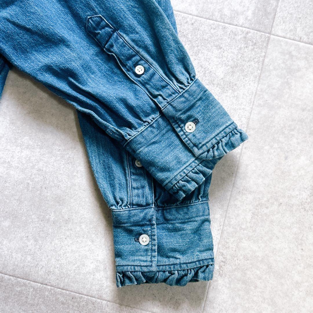 【完品/タグ付き】ポロラルフローレン　デニム　シャツ　ボウタイ　ブラウス　L