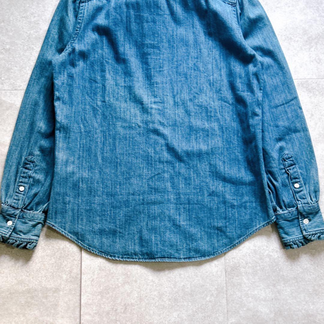 【完品/タグ付き】ポロラルフローレン　デニム　シャツ　ボウタイ　ブラウス　L