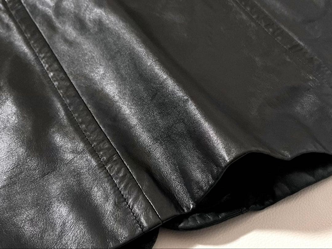 【美品】HUGO BOSS　ラムレザー テーラード ジャケット　54サイズ　黒