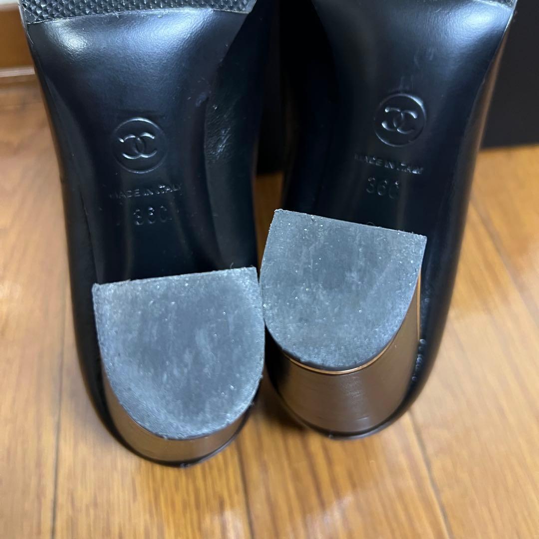 【CHANEL シャネル パンプス レザー ココマーク 23cm　黒】