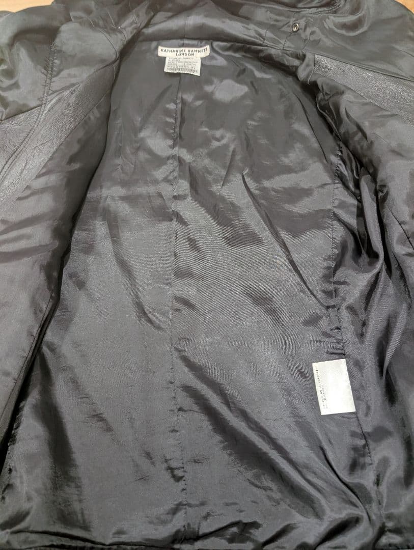 訳有　KATHARINE HAMNETT フーデッドレザージャケット ブラック