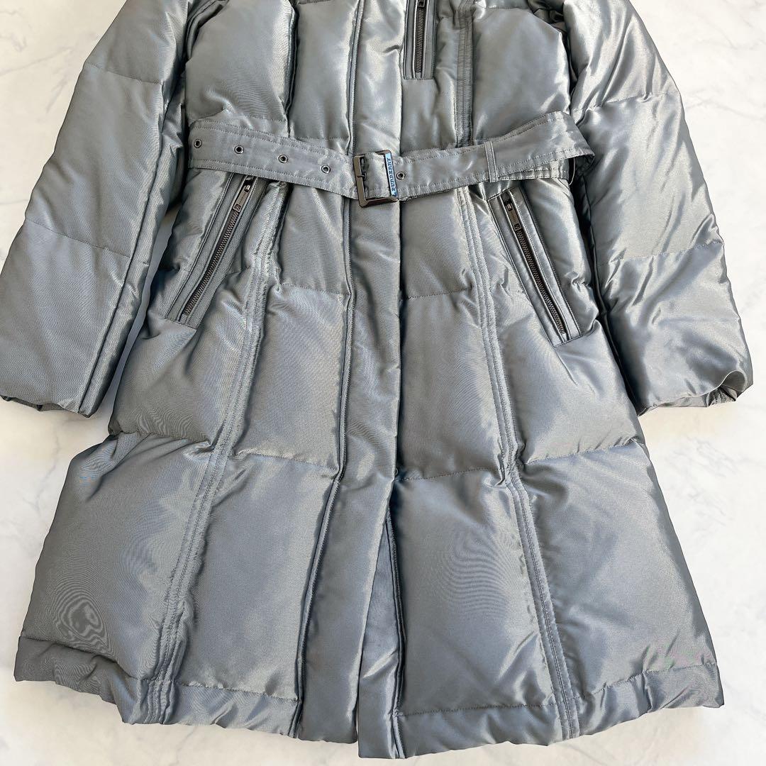 希少 美品 バーバリーロンドン ダウンコート ノバチェック ベルト シルバー