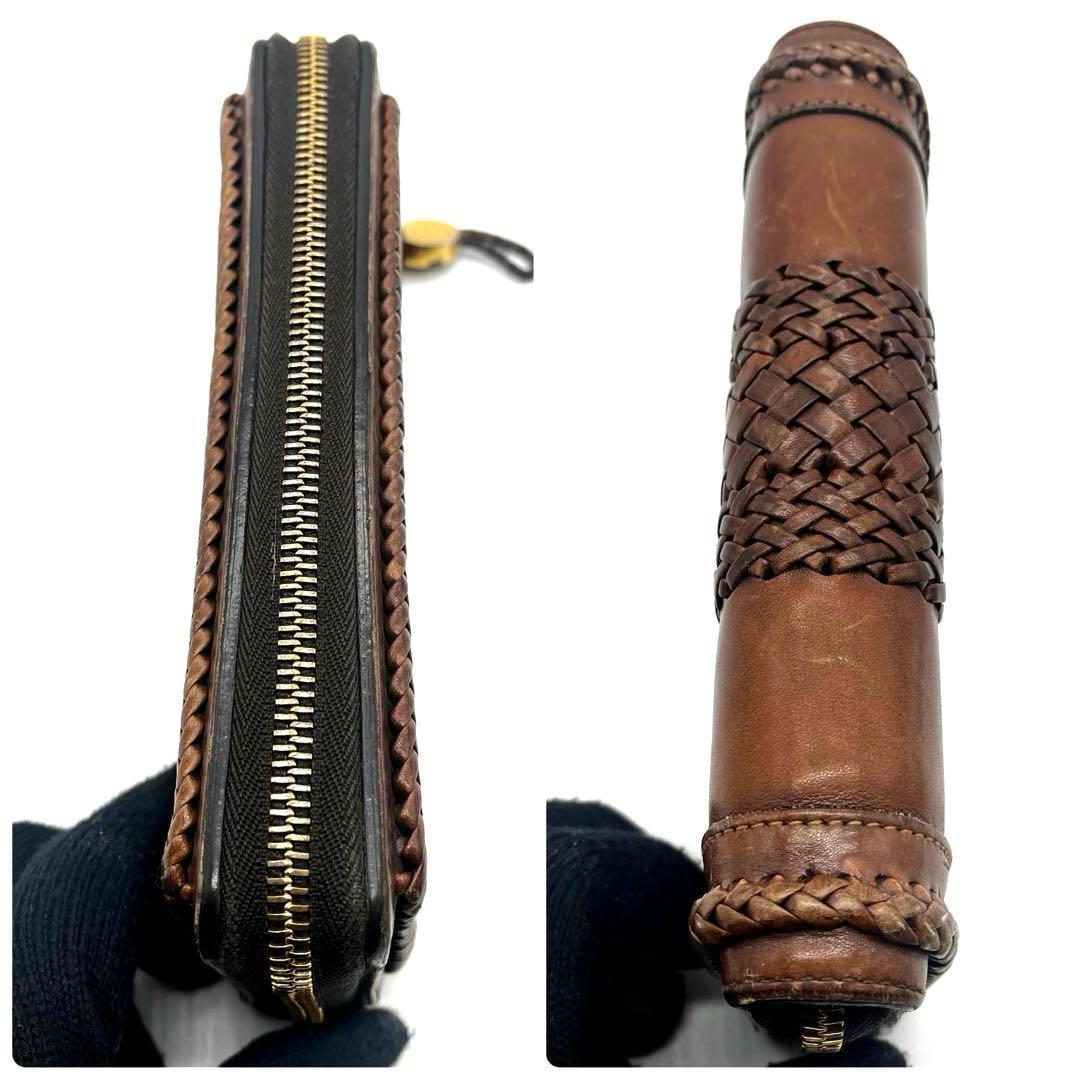 サ*タ様 美品✨グッチ 長財布 ラウンドファスナー ウーブンウェブ 編み込み レ