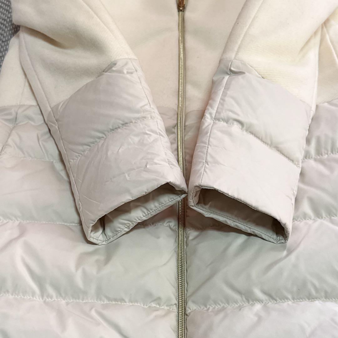 美品 HERNO 異素材コンビネーションフーデッドダウンコート ホワイト ML