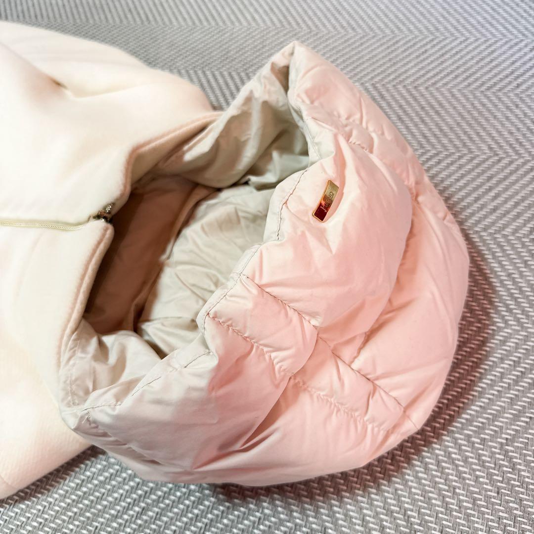 美品 HERNO 異素材コンビネーションフーデッドダウンコート ホワイト ML