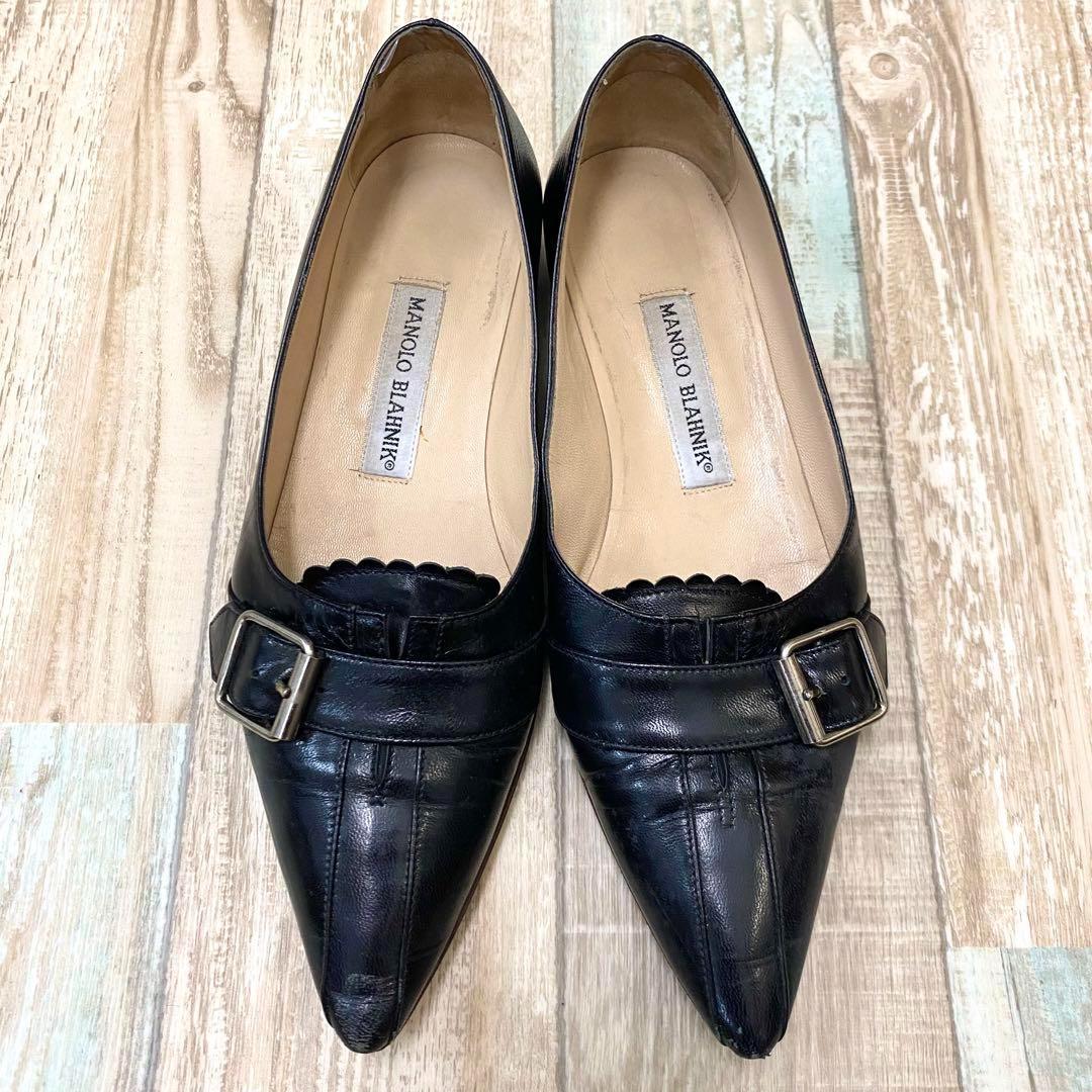 12-9 MANOLO BLAHNIK　マノロブラニク ロー パンプス 37