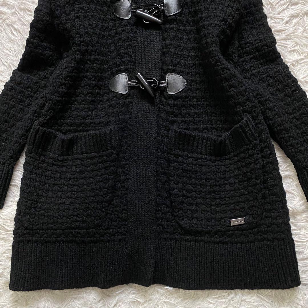 極美品■バーバリーロンドン　ダッフル　ニットコート　ブラック　フード取り外し可