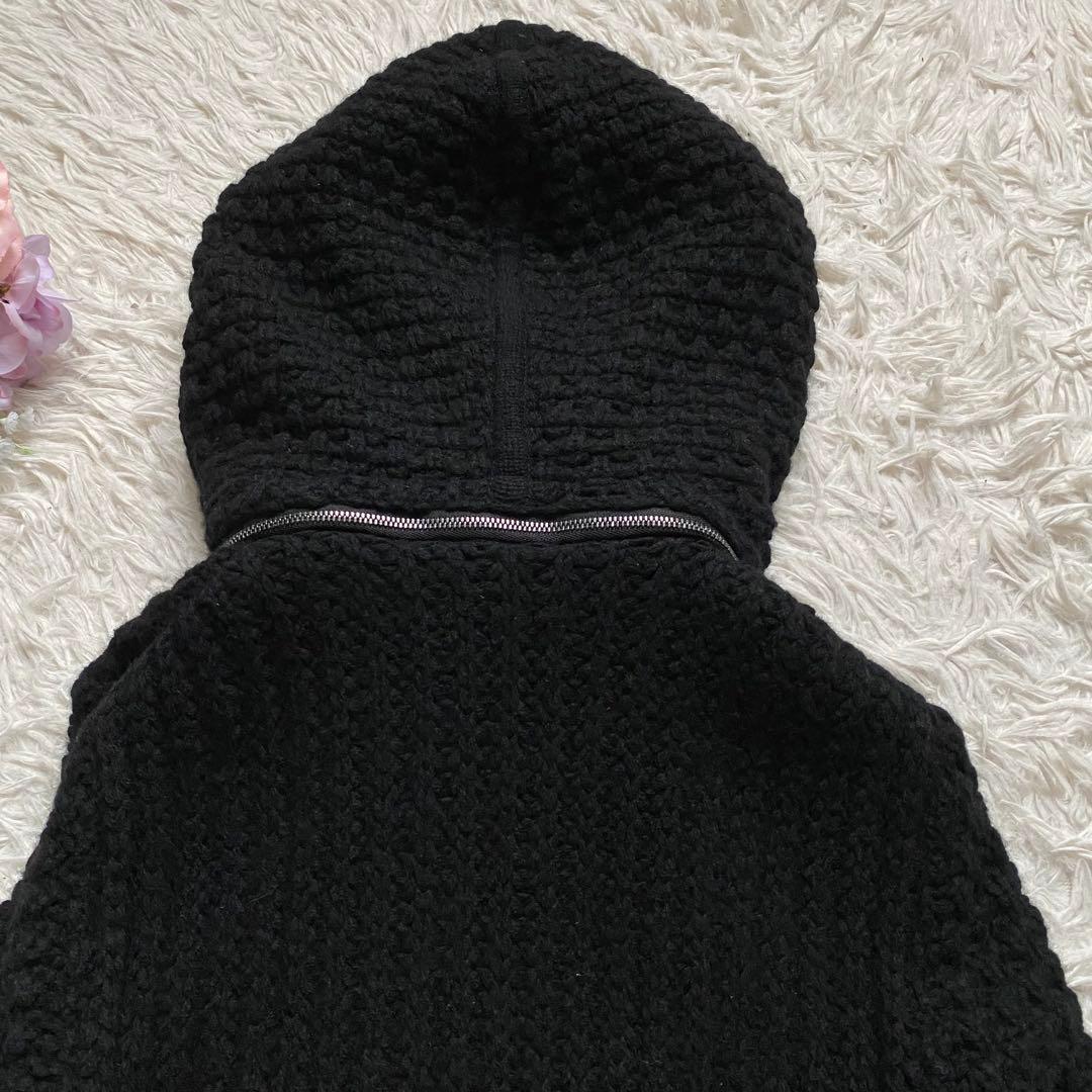 極美品■バーバリーロンドン　ダッフル　ニットコート　ブラック　フード取り外し可