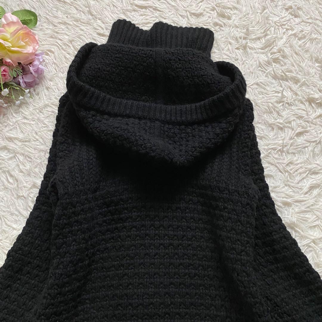 極美品■バーバリーロンドン　ダッフル　ニットコート　ブラック　フード取り外し可