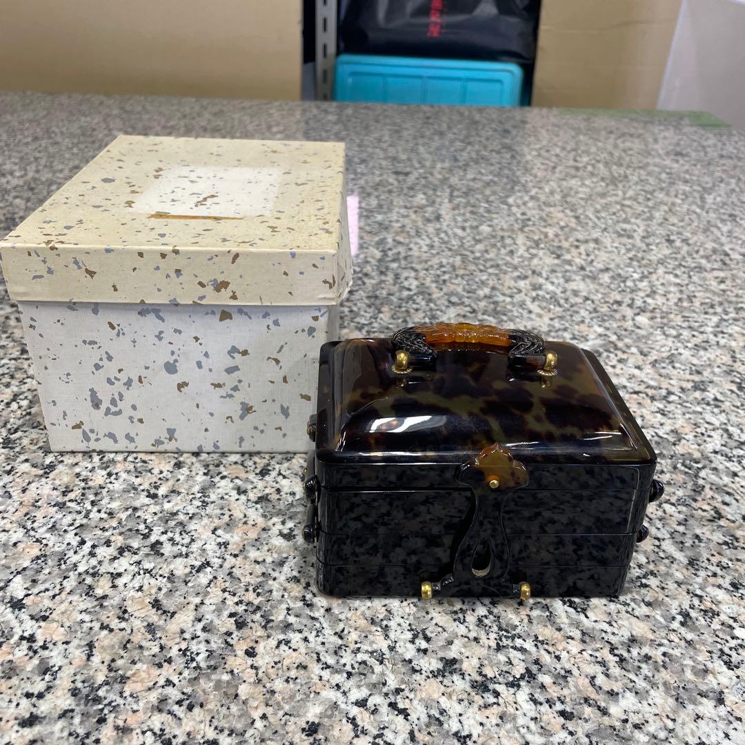 江崎べっ甲店 三段 折りたたみ ジュエリーボックス 宝石箱 ヴィンテージ 格安