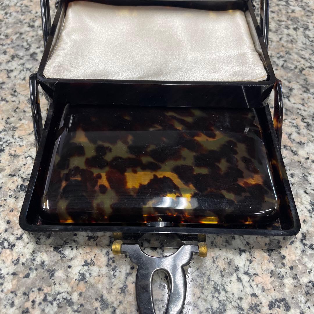 江崎べっ甲店 三段 折りたたみ ジュエリーボックス 宝石箱 ヴィンテージ 格安