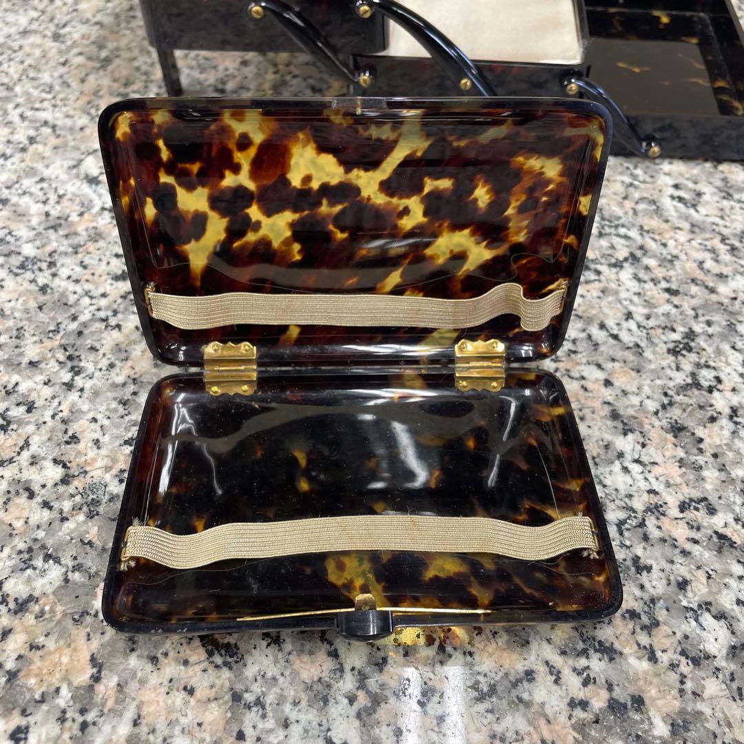 江崎べっ甲店 三段 折りたたみ ジュエリーボックス 宝石箱 ヴィンテージ 格安