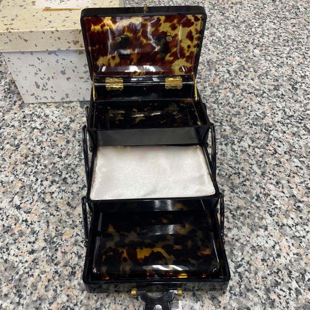 江崎べっ甲店 三段 折りたたみ ジュエリーボックス 宝石箱 ヴィンテージ 格安