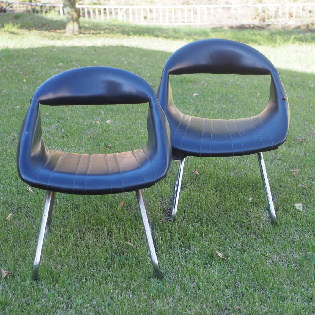 ①ラウンジチェア 黒 ミッドセンチュリー 昭和レトロ