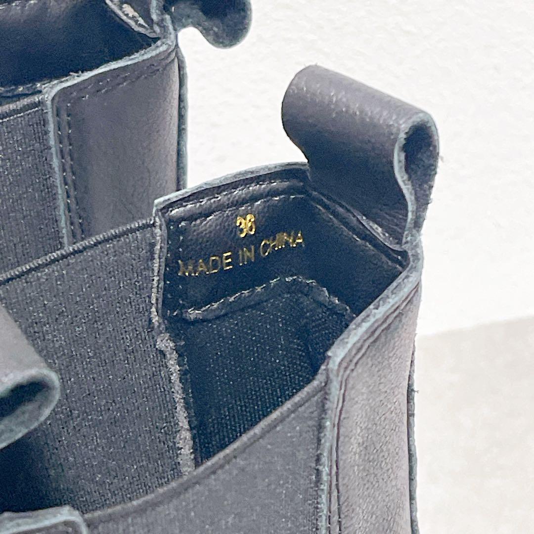 未使用級◆SHIPS チェルシーブーツ　サイドゴアブーツ　ラギットソール黒レザー