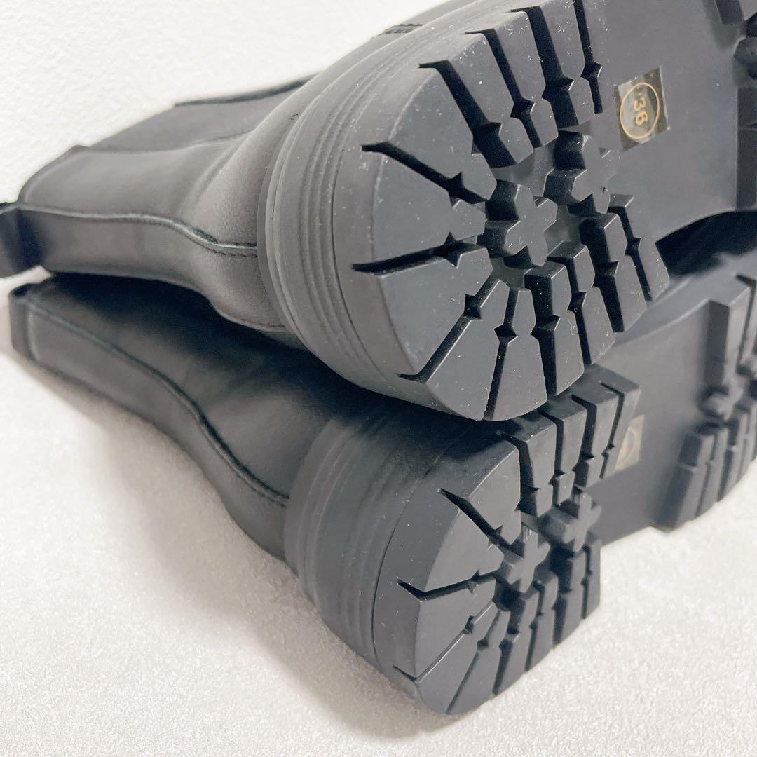 未使用級◆SHIPS チェルシーブーツ　サイドゴアブーツ　ラギットソール黒レザー