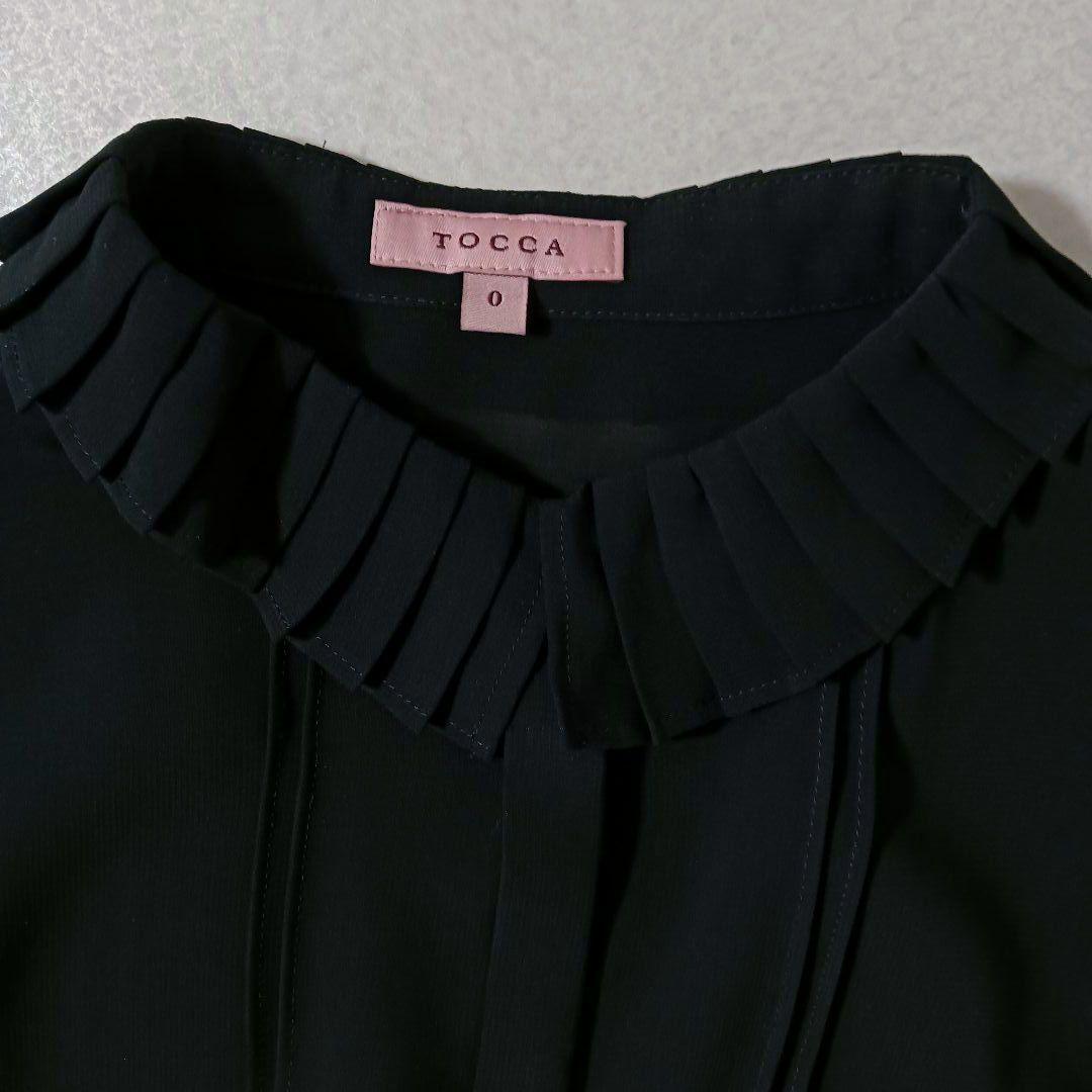 TOCCA　プリーツ襟　シフォン　長袖ブラウス　黒 0
