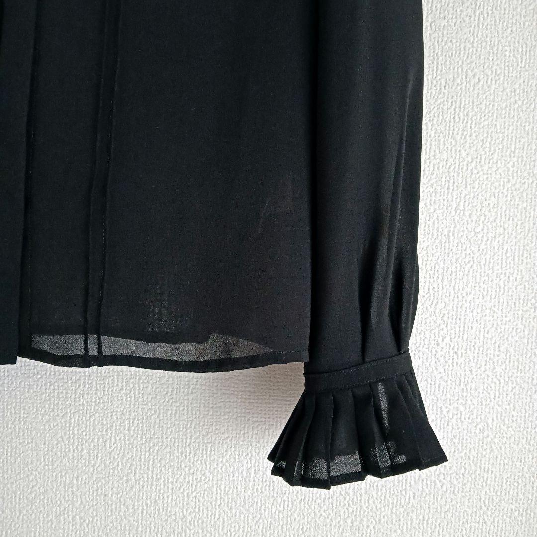 TOCCA　プリーツ襟　シフォン　長袖ブラウス　黒 0