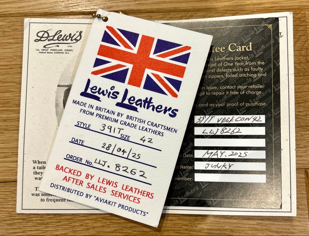 ［定価以下］ルイスレザー ライトニング（391T） ベジカウ サイズ42 タイト