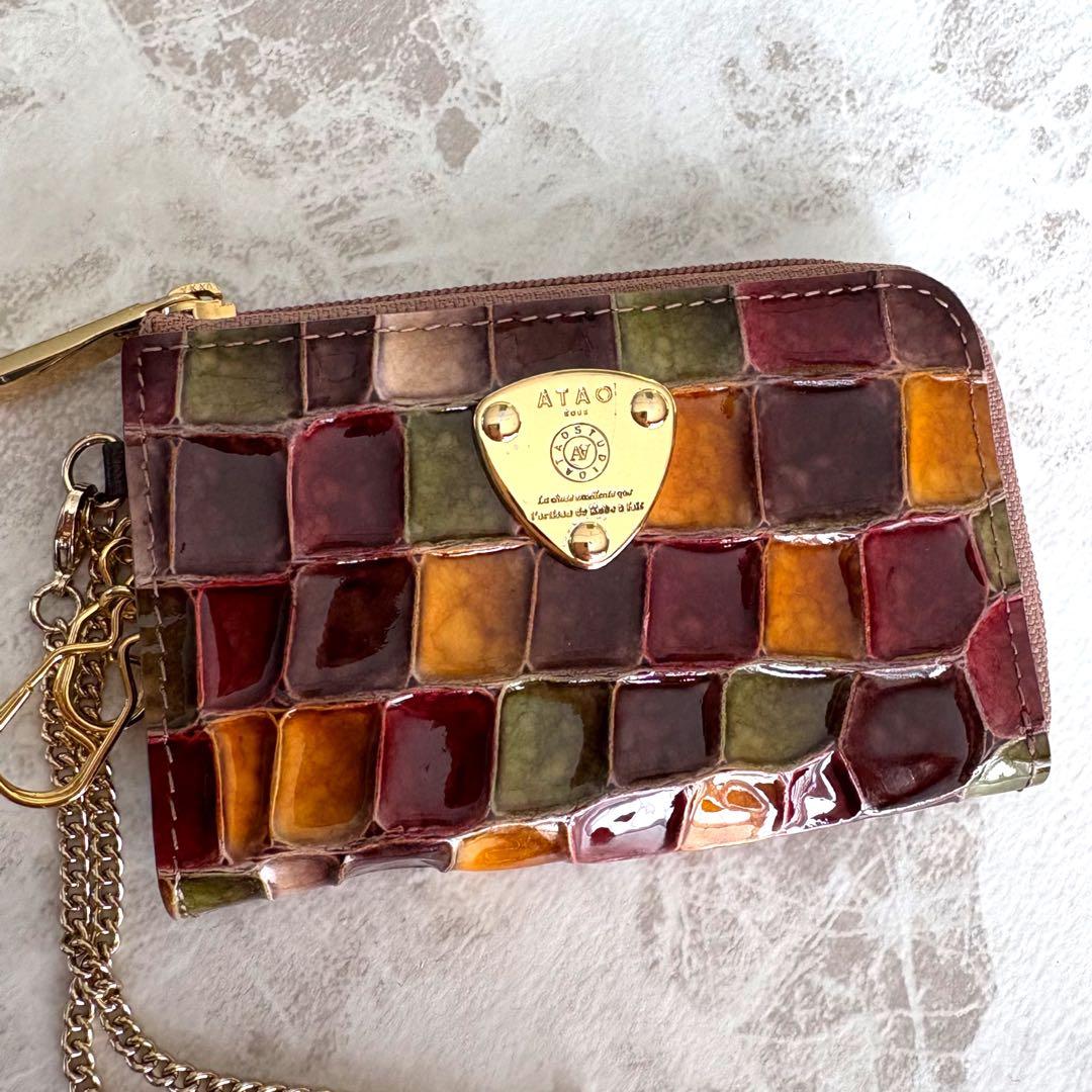 現行品☆極美品☆ATAO アタオ ベル キーケース ミニ財布 セピアボルドー　革