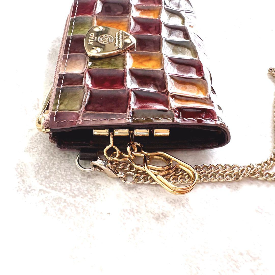 現行品☆極美品☆ATAO アタオ ベル キーケース ミニ財布 セピアボルドー　革