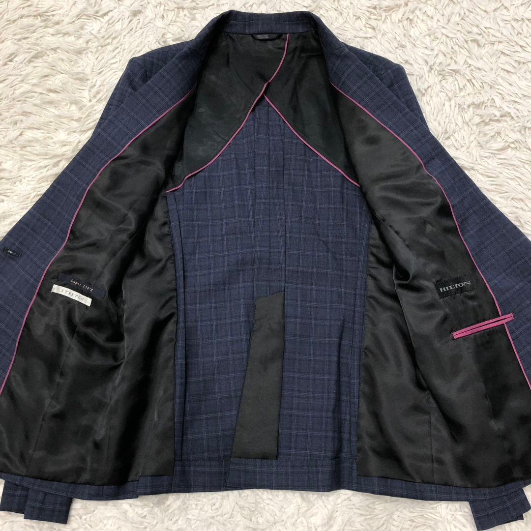 HILTON パンツ スーツ セットアップ チェック ネイビー 11号