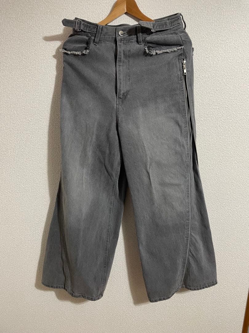 【GRANCY】ジップデザイン バギーデニム パンツ