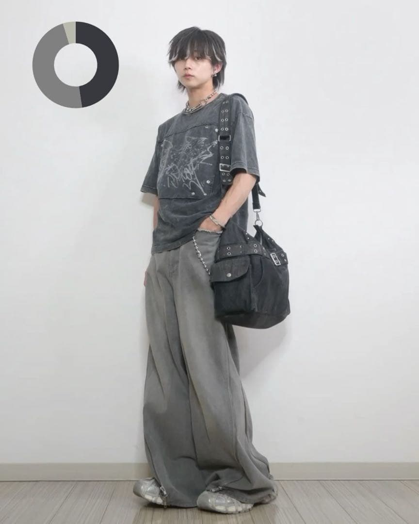 【GRANCY】ジップデザイン バギーデニム パンツ