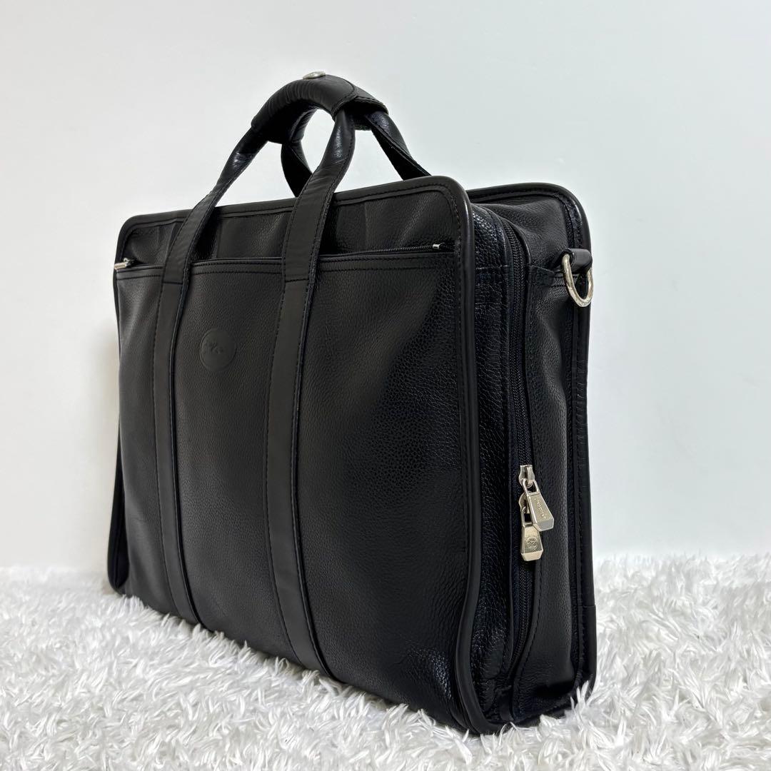 【美品】 ロンシャン ビジネスバッグ ブリーフケース レザー 2way ブラック