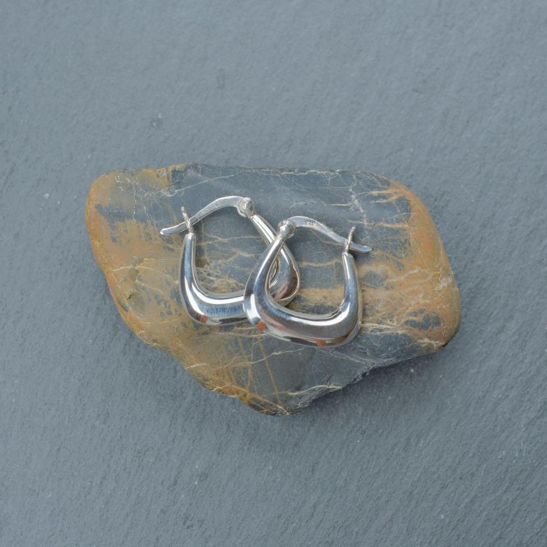 シルバー925 Silver スクエアフープピアス/軽研磨仕上げ/両耳