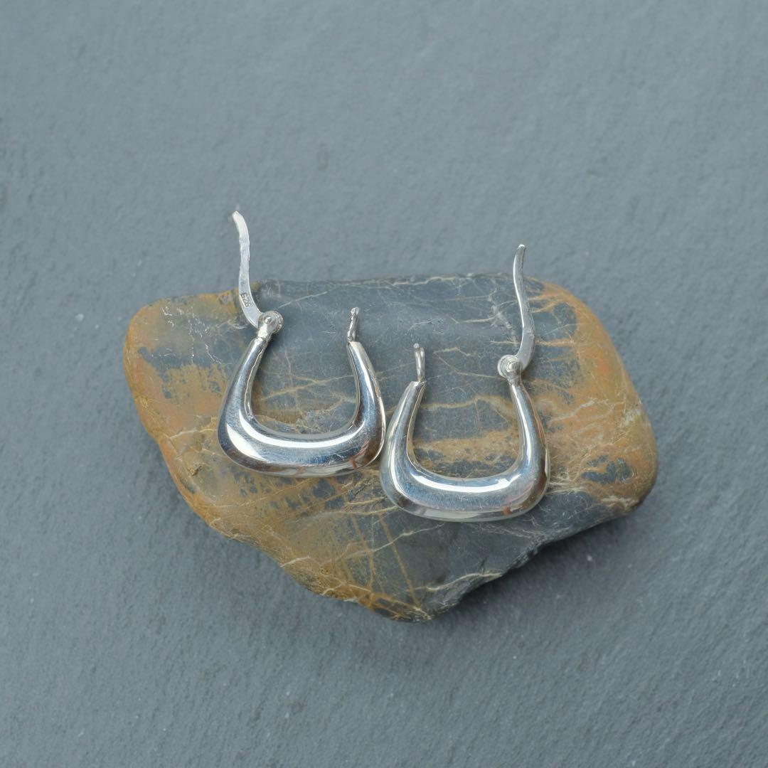 シルバー925 Silver スクエアフープピアス/軽研磨仕上げ/両耳