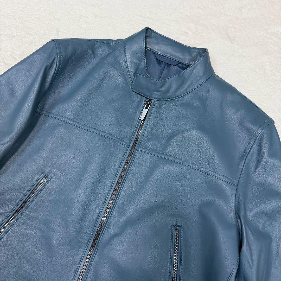 新品 2023年モデル JOSEPH ライダースジャケット ラムレザー ブルー