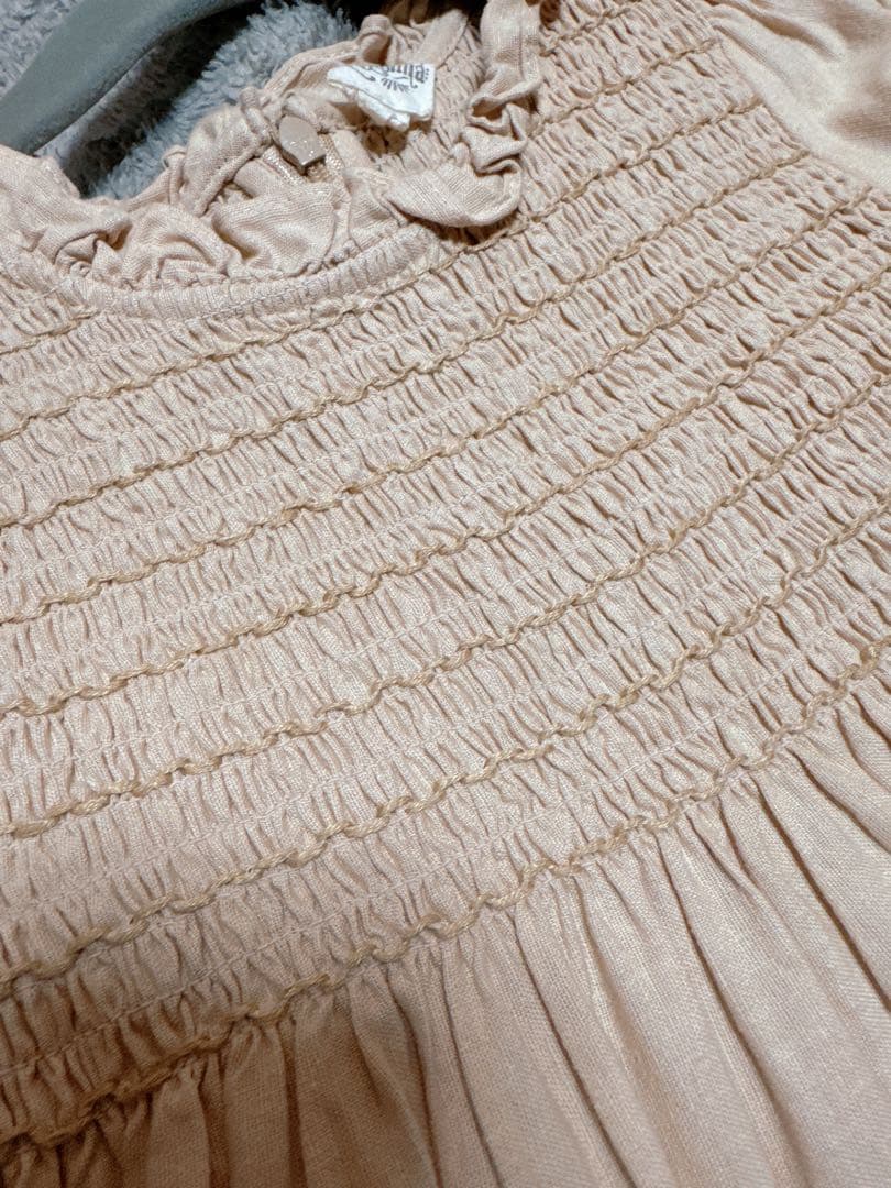 apolina mia dress 5-7 刺繍入りベージュ長袖ワンピース