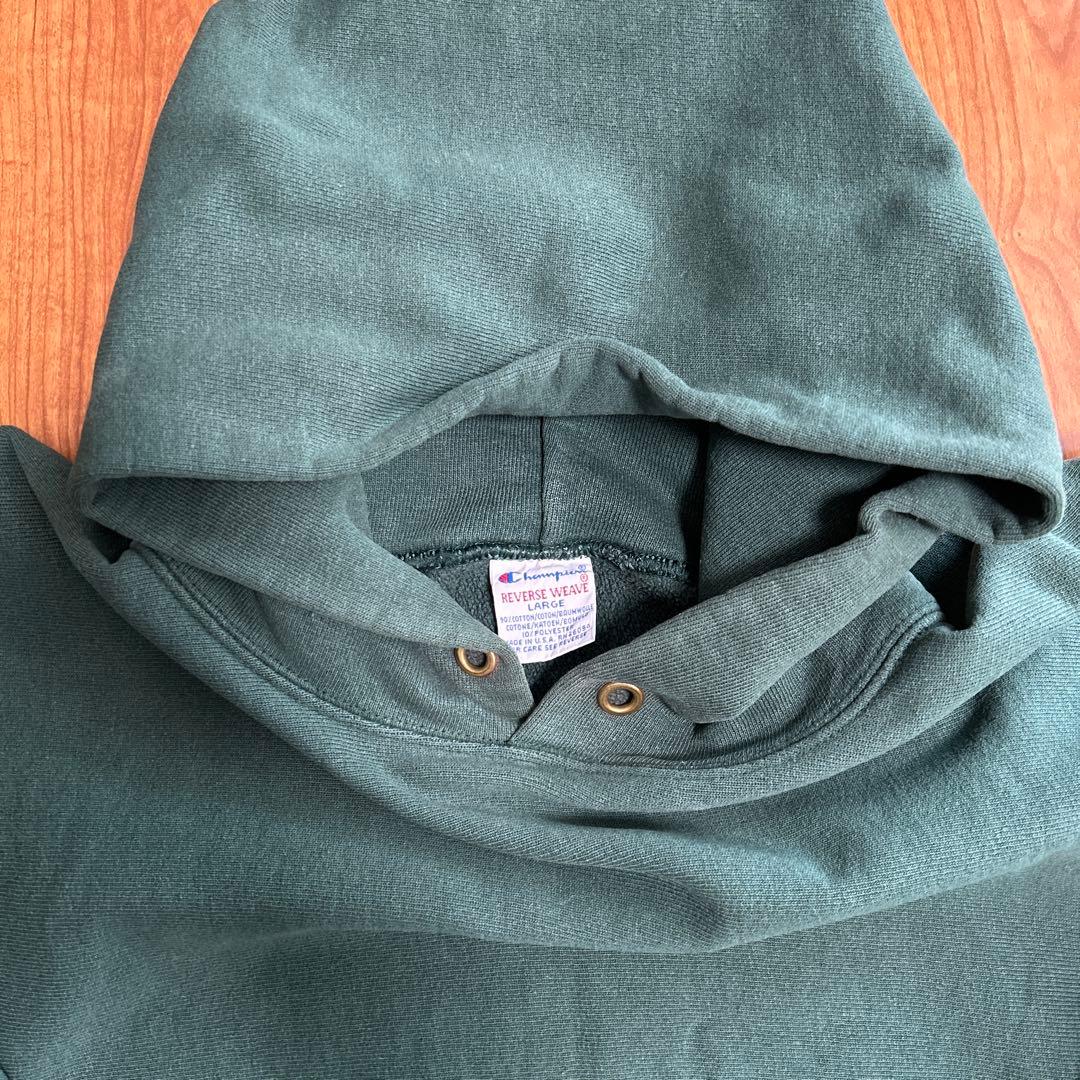 チャンピオン リバースウィーブ パーカー 緑 USA製 LARGE 希少カラー