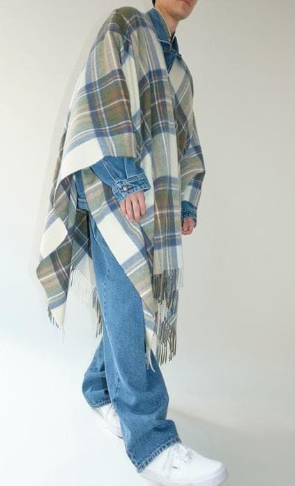 2/10限定値下　レア　cristaseya　カシミヤ　チェック　ポンチョ