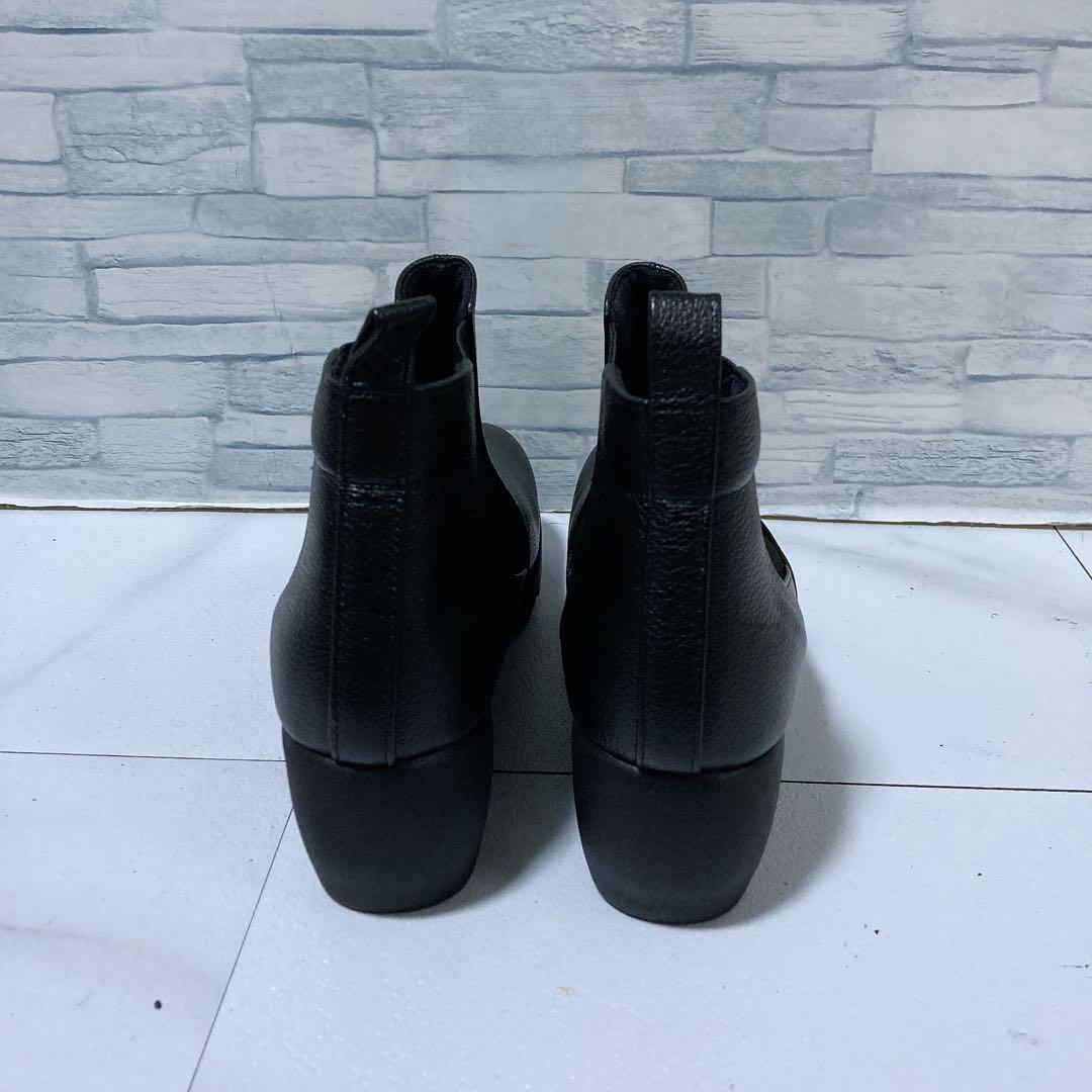 未使用級 ヒルズアベニュー サイドゴアブーツ ウェーブソール レザー 黒 37