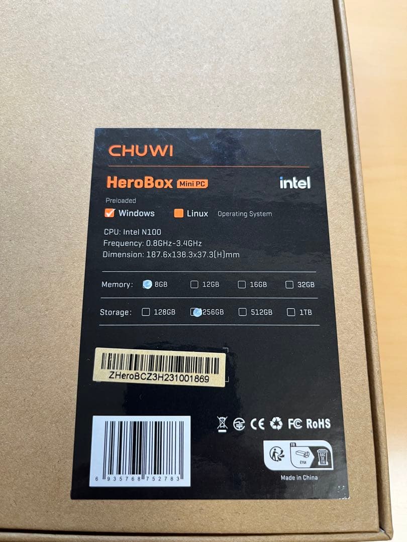 CHUWI HeroBox ミニPC Intel N100 8GB 256GB