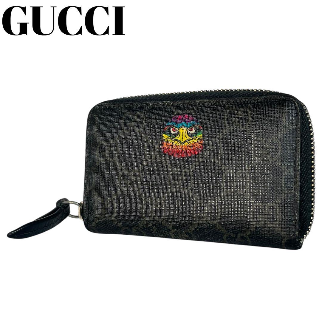 希少✨グッチ ケース PVC GGロゴ イーグル 鳥 レザー ブラック
