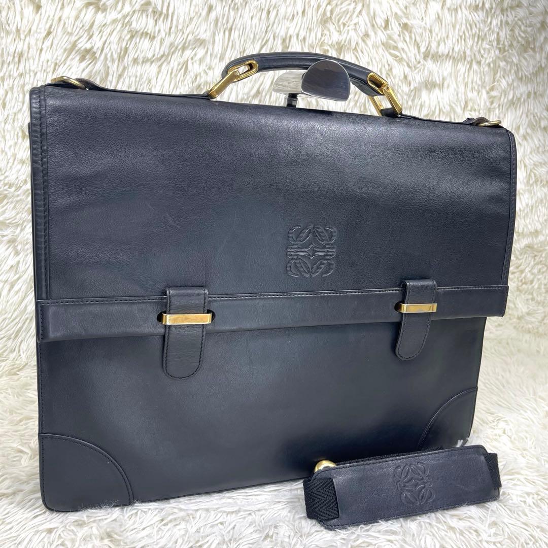 LOEWE ロエベ　ビジネスバッグ　アナグラム　ロゴ押し　レザー　2way