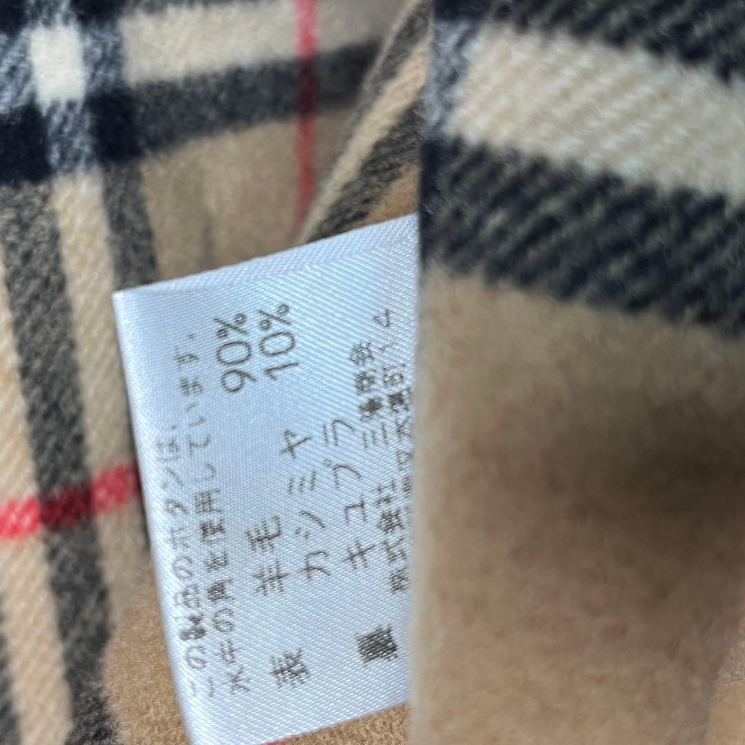 美品　バーバリー ロングコート　ダッフル　カシミヤ混　ノバチェック　キャメル