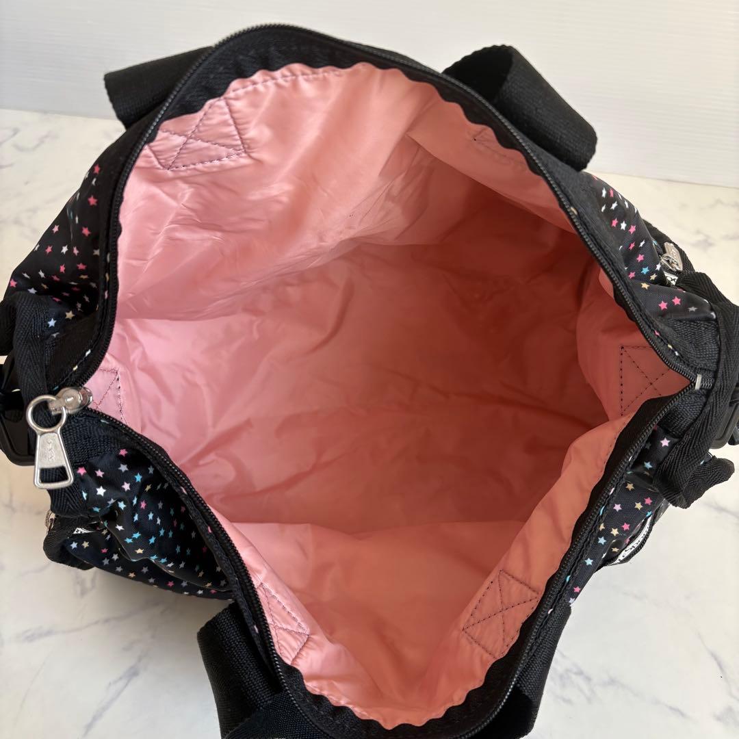 新品 レスポートサック ボストンバッグ 星柄 ブラック ポーチ 鍵付き