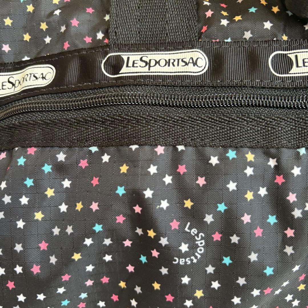 新品 レスポートサック ボストンバッグ 星柄 ブラック ポーチ 鍵付き