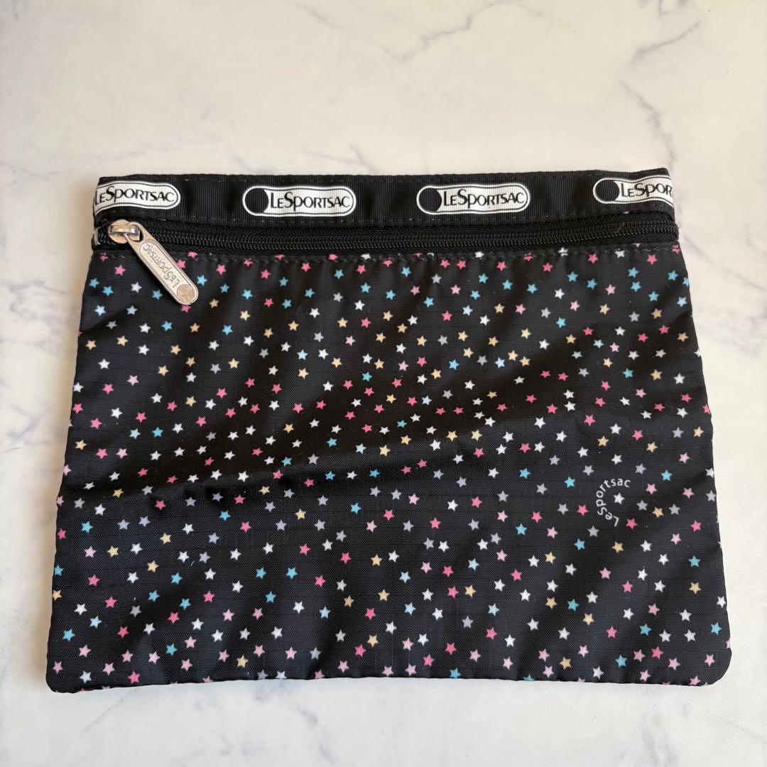 新品 レスポートサック ボストンバッグ 星柄 ブラック ポーチ 鍵付き