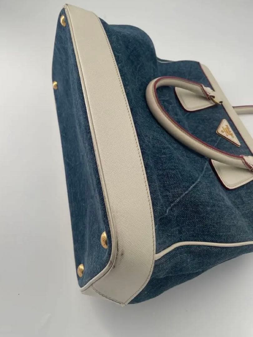 【希少】PRADA デニム ハンドバッグ サフィアーノ　保存袋付き　BN2441