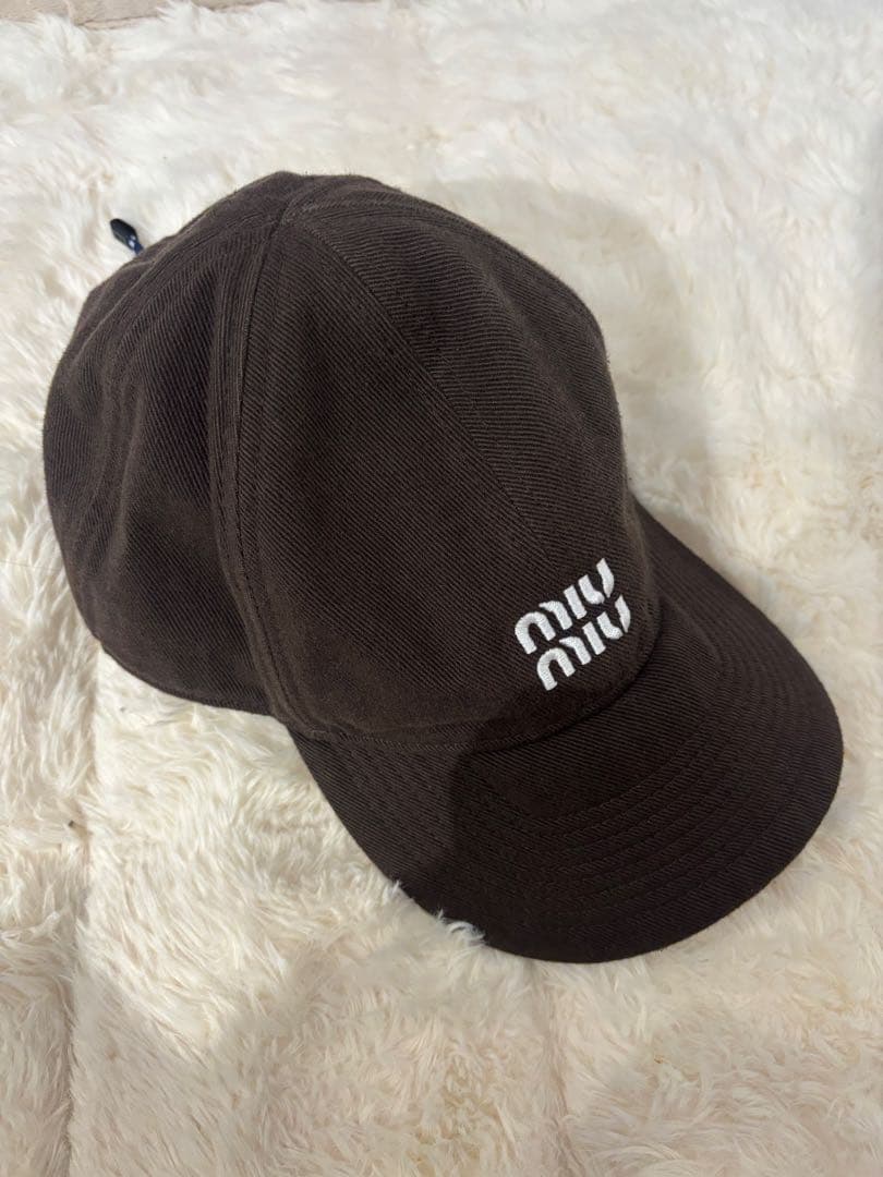 MIU MIU ブラウン デニム ベースボールキャップ