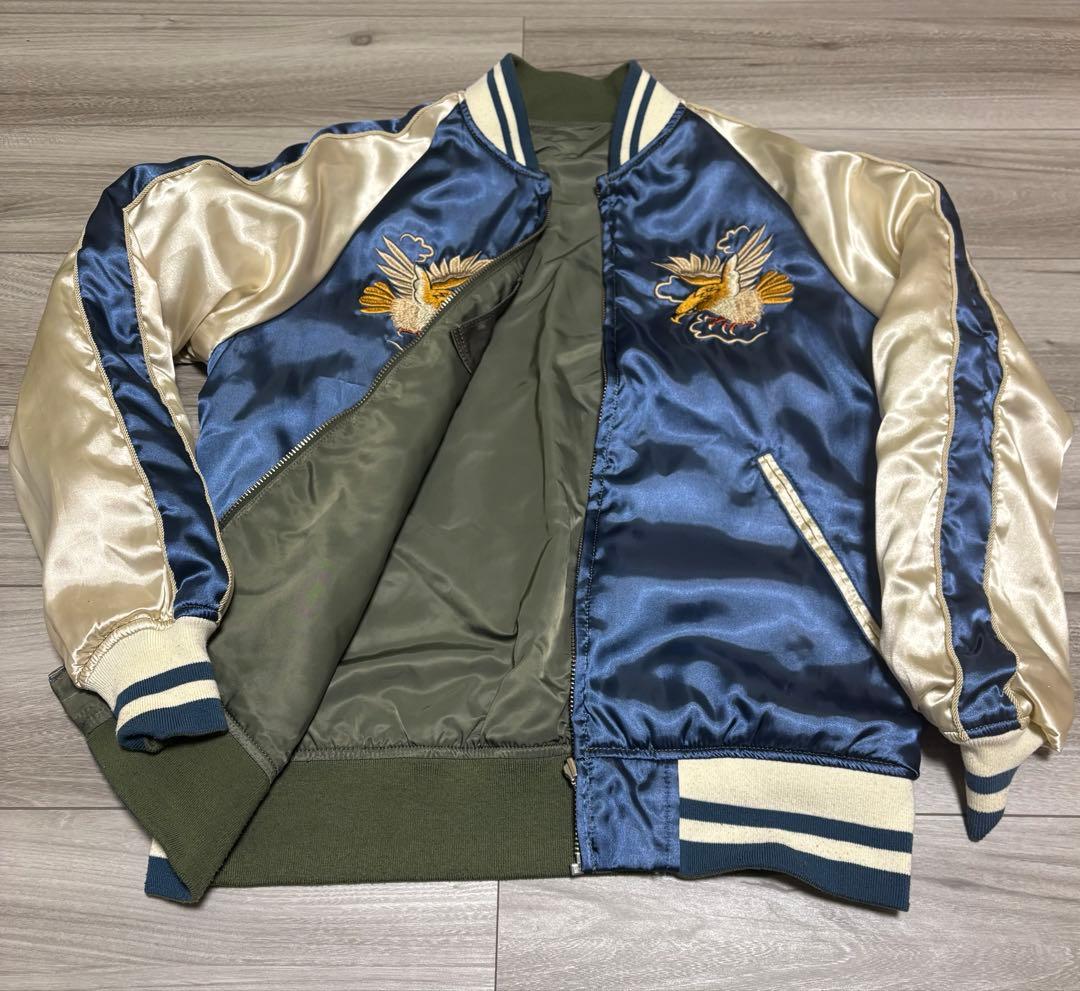 希少 美品 ALPHA リバーシブル MA-1 スカジャン 龍 鷹 刺繍