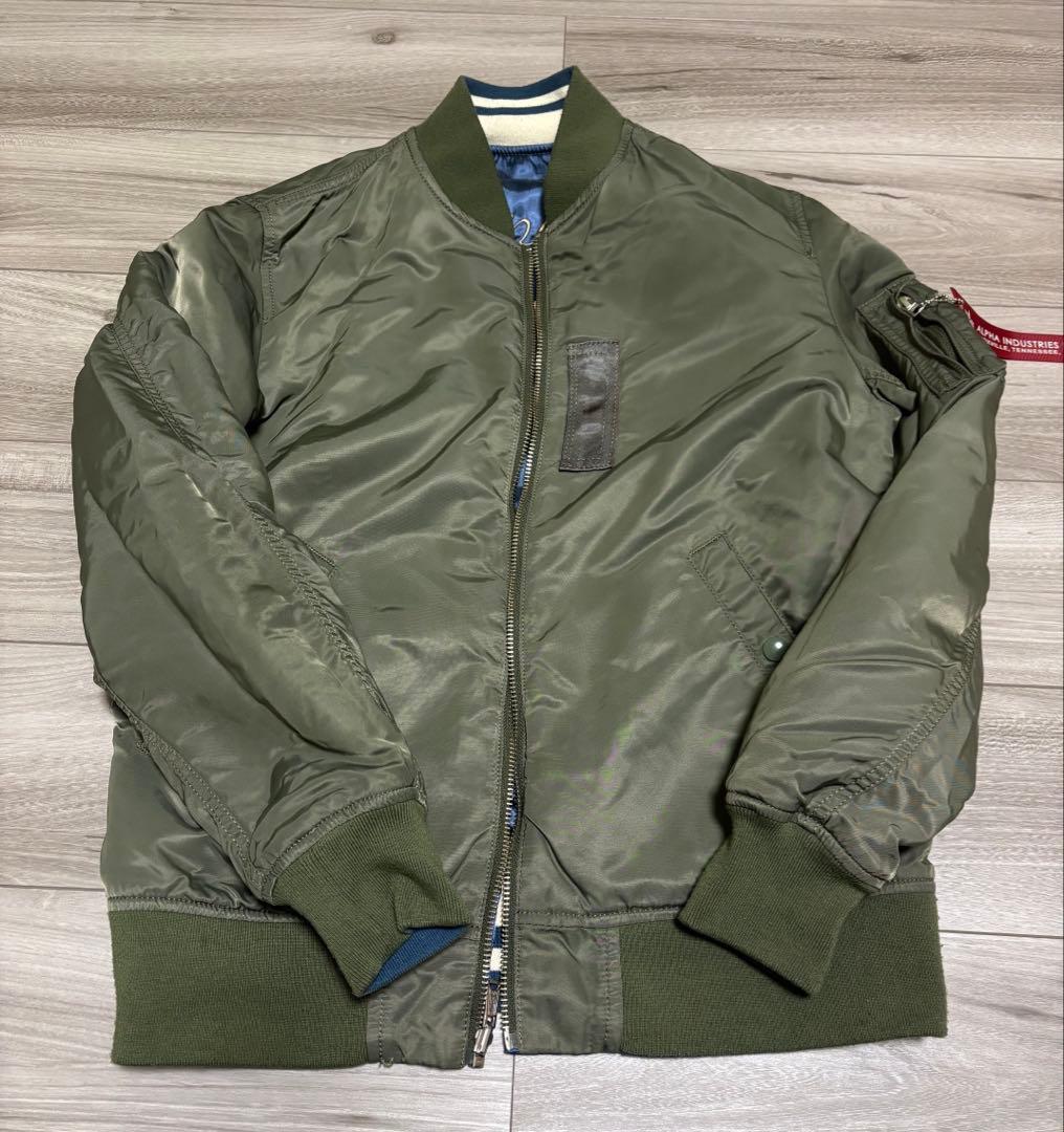希少 美品 ALPHA リバーシブル MA-1 スカジャン 龍 鷹 刺繍